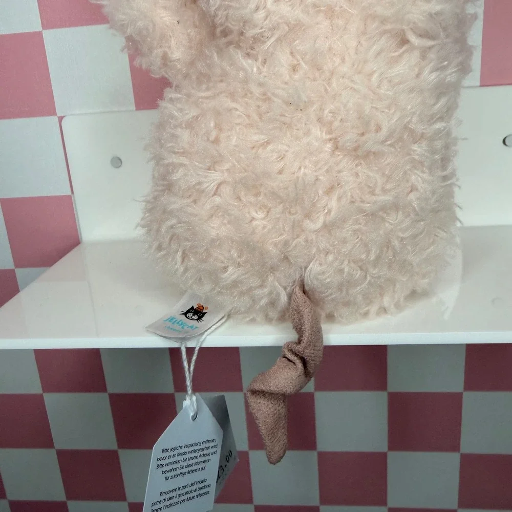 Jellycat Curvy Pig Plush Pink Curly‎ Fur Stuffed Animal Toy New With Tags - Picture 7 of 12
